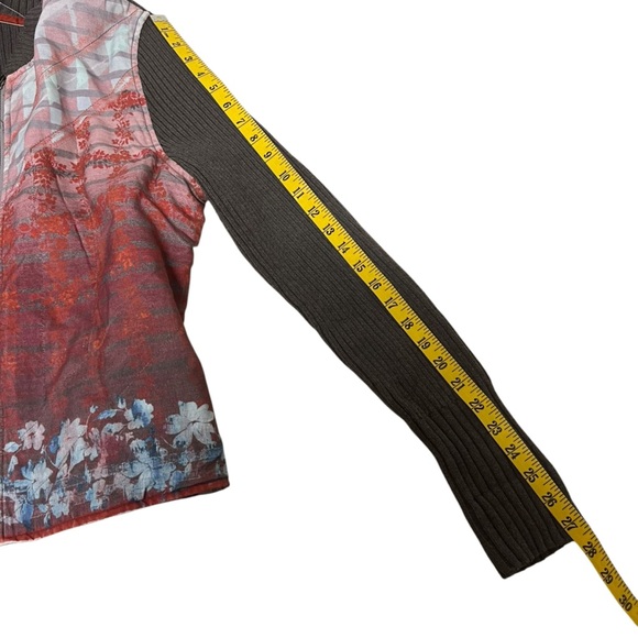 Sundance Southwestern Floral Sweater Silk Panel Bomber Jacket Womens XL Bohemian - Picture 8 of 14